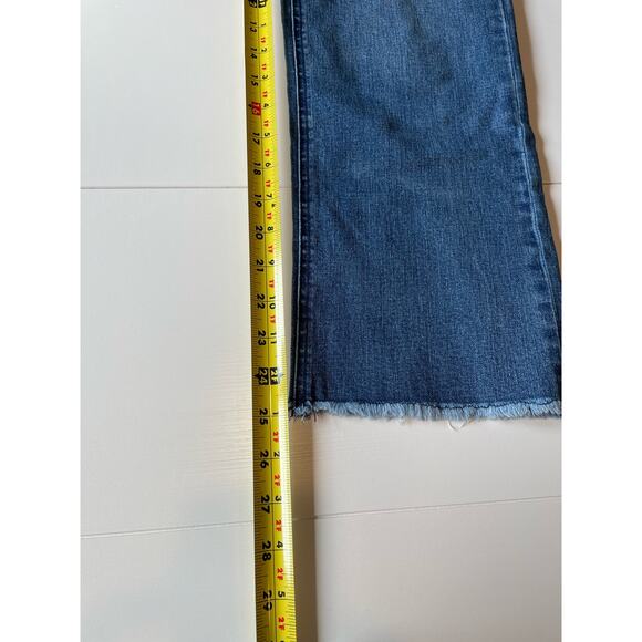 Ecru Jeans The La Cienega Stovepipe Jean Blue Med Wash Raw Fringe Hem Size 26 - Picture 10 of 12